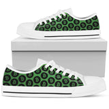 Bitcoin Pattern Low Top Shoes - Green & Black w/White Trim