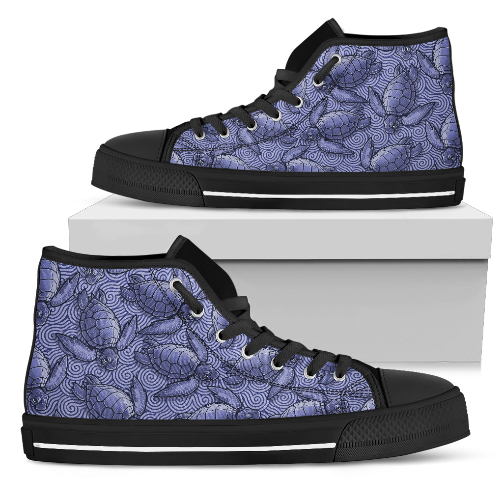 Turtle Swirl High Top Shoes - Purple w/Black Trim