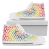 Bitcoin Pattern High Top Shoes - Tie Dye & White w/White Trim