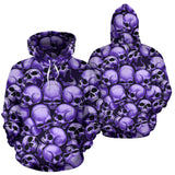 Skull Pile All Over Print Hoodie - Purple